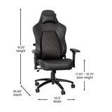 English Elm Commercial Grade Ergonomic High Back Adjustable Gaming Chair with 4D Armrests, Headrest Pillow, and Adjustable Lumbar Support, Black with Stitching