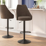 Commercial Grade - Set of 2 Commercial Adjustable Height Barstools with LeatherSoft Upholstered Tufted Seats and Pedestal Base with Footring,