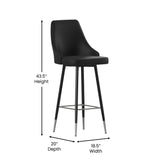 English Elm Commercial Grade - Set of 2 Commercial LeatherSoft Bar Height Stools with Solid Metal Frames and Chrome Accented Feet and Footrests,