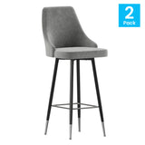 English Elm Commercial Grade - Set of 2 Commercial LeatherSoft Bar Height Stools with Solid Black Metal Frames and Chrome Accented Feet and Footrests,