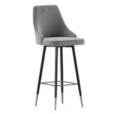 English Elm Commercial Grade - Set of 2 Commercial LeatherSoft Bar Height Stools with Solid Black Metal Frames and Chrome Accented Feet and Footrests,