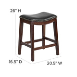 English Elm 26'' High Backless Wood Counter Height Stool with LeatherSoft Saddle Seat