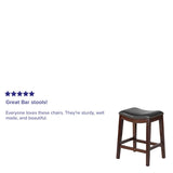 English Elm 26'' High Backless Wood Counter Height Stool with LeatherSoft Saddle Seat