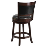 English Elm 24'' High Wood Counter Height Stool with Panel Back and LeatherSoft Swivel Seat