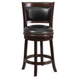 English Elm 24'' High Wood Counter Height Stool with Panel Back and LeatherSoft Swivel Seat