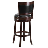 English Elm 29'' High Wood Barstool with Panel Back and LeatherSoft Swivel Seat