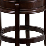 English Elm 24'' High Backless Wood Counter Height Stool with Carved Apron and LeatherSoft Swivel Seat