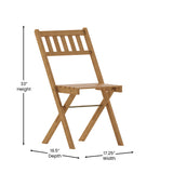 English Elm Commercial Grade Indoor/Outdoor Folding Acacia Wood Patio Bistro Chairs with X Base Frame and Slatted Back and Seat in Finish - Set of 2