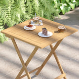 English Elm Commercial Grade Solid Acacia Wood 24 Inch Square Portable Folding Patio Table with Slatted Top and X Shaped Frame