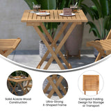 English Elm Commercial Grade Solid Acacia Wood 24 Inch Square Portable Folding Patio Table with Slatted Top and X Shaped Frame