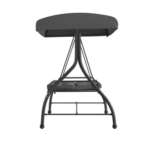 English Elm 3-Seat Outdoor Steel Converting Patio Swing Canopy Hammock with Cushions / Outdoor Swing Bed ()