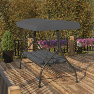 English Elm 3-Seat Outdoor Steel Converting Patio Swing Canopy Hammock with Cushions / Outdoor Swing Bed ()