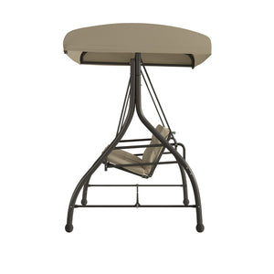 English Elm 3-Seat Outdoor Steel Converting Patio Swing Canopy Hammock with Cushions / Outdoor Swing Bed ()