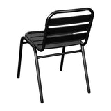 English Elm Commercial Grade Commercial Metal Indoor-Outdoor Restaurant Stack Chair with Metal Triple Slat Back