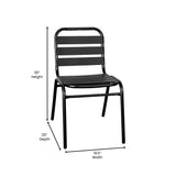 English Elm Commercial Grade Commercial Metal Indoor-Outdoor Restaurant Stack Chair with Metal Triple Slat Back