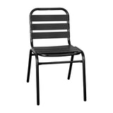 English Elm Commercial Grade Commercial Metal Indoor-Outdoor Restaurant Stack Chair with Metal Triple Slat Back