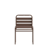 English Elm Commercial Grade Commercial Metal Indoor-Outdoor Restaurant Stack Chair with Metal Triple Slat Back