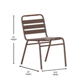 English Elm Commercial Grade Commercial Metal Indoor-Outdoor Restaurant Stack Chair with Metal Triple Slat Back