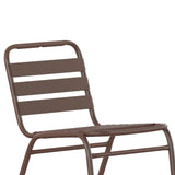 English Elm Commercial Grade Commercial Metal Indoor-Outdoor Restaurant Stack Chair with Metal Triple Slat Back