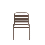 English Elm Commercial Grade Commercial Metal Indoor-Outdoor Restaurant Stack Chair with Metal Triple Slat Back