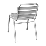 English Elm Commercial Grade Commercial Metal Indoor-Outdoor Restaurant Stack Chair with Metal Triple Slat Back