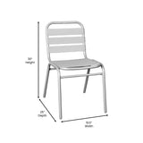 English Elm Commercial Grade Commercial Metal Indoor-Outdoor Restaurant Stack Chair with Metal Triple Slat Back