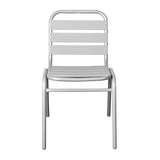 English Elm Commercial Grade Commercial Metal Indoor-Outdoor Restaurant Stack Chair with Metal Triple Slat Back