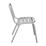 English Elm Commercial Grade Commercial Metal Indoor-Outdoor Restaurant Stack Chair with Metal Triple Slat Back