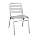 English Elm Commercial Grade Commercial Metal Indoor-Outdoor Restaurant Stack Chair with Metal Triple Slat Back