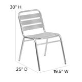 English Elm Commercial Grade Commercial Indoor-Outdoor Restaurant Stack Chair with Triple Slat Back