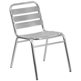 English Elm Commercial Grade Commercial Indoor-Outdoor Restaurant Stack Chair with Triple Slat Back