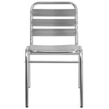 English Elm Commercial Grade Commercial Indoor-Outdoor Restaurant Stack Chair with Triple Slat Back