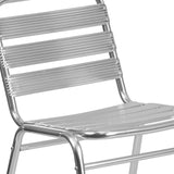 English Elm Commercial Grade Commercial Indoor-Outdoor Restaurant Stack Chair with Triple Slat Back