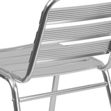 English Elm Commercial Grade Commercial Indoor-Outdoor Restaurant Stack Chair with Triple Slat Back