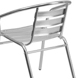 English Elm Commercial Grade Commercial Indoor-Outdoor Restaurant Stack Chair with Triple Slat Back and Arms