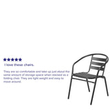 English Elm Commercial Grade Metal Restaurant Stack Chair with Aluminum Slats