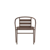 English Elm Commercial Grade Metal Restaurant Stack Chair with Metal Slats