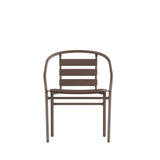 English Elm Commercial Grade Metal Restaurant Stack Chair with Metal Slats