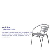 English Elm Commercial Grade Metal Restaurant Stack Chair with Aluminum Slats