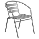 English Elm Commercial Grade Metal Restaurant Stack Chair with Aluminum Slats