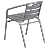 English Elm Commercial Grade Metal Restaurant Stack Chair with Aluminum Slats