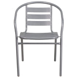 English Elm Commercial Grade Metal Restaurant Stack Chair with Aluminum Slats