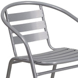 English Elm Commercial Grade Metal Restaurant Stack Chair with Aluminum Slats