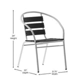 English Elm Commercial Grade Commercial Metal Indoor-Outdoor Restaurant Stack Chair with Triple Slat Faux Teak Back