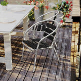 Commercial Grade Commercial Metal Indoor-Outdoor Restaurant Stack Chair with Triple Slat Faux Teak Back