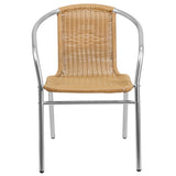 English Elm Commercial Grade Commercial Rattan Indoor-Outdoor Restaurant Stack Chair