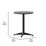 English Elm Commercial Grade 23.5'' Round Metal Indoor-Outdoor Table with Base