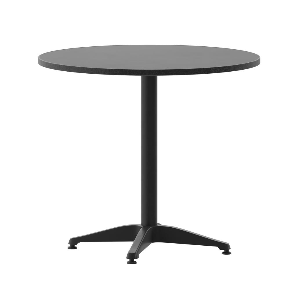 English Elm Commercial Grade 31.5'' Round Metal Indoor-Outdoor Table with Base