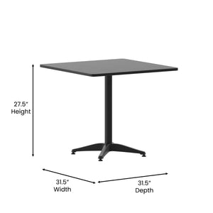 English Elm Commercial Grade 31.5'' Square Metal Indoor-Outdoor Table with Base