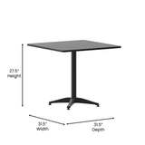 English Elm Commercial Grade 31.5'' Square Metal Indoor-Outdoor Table with Base